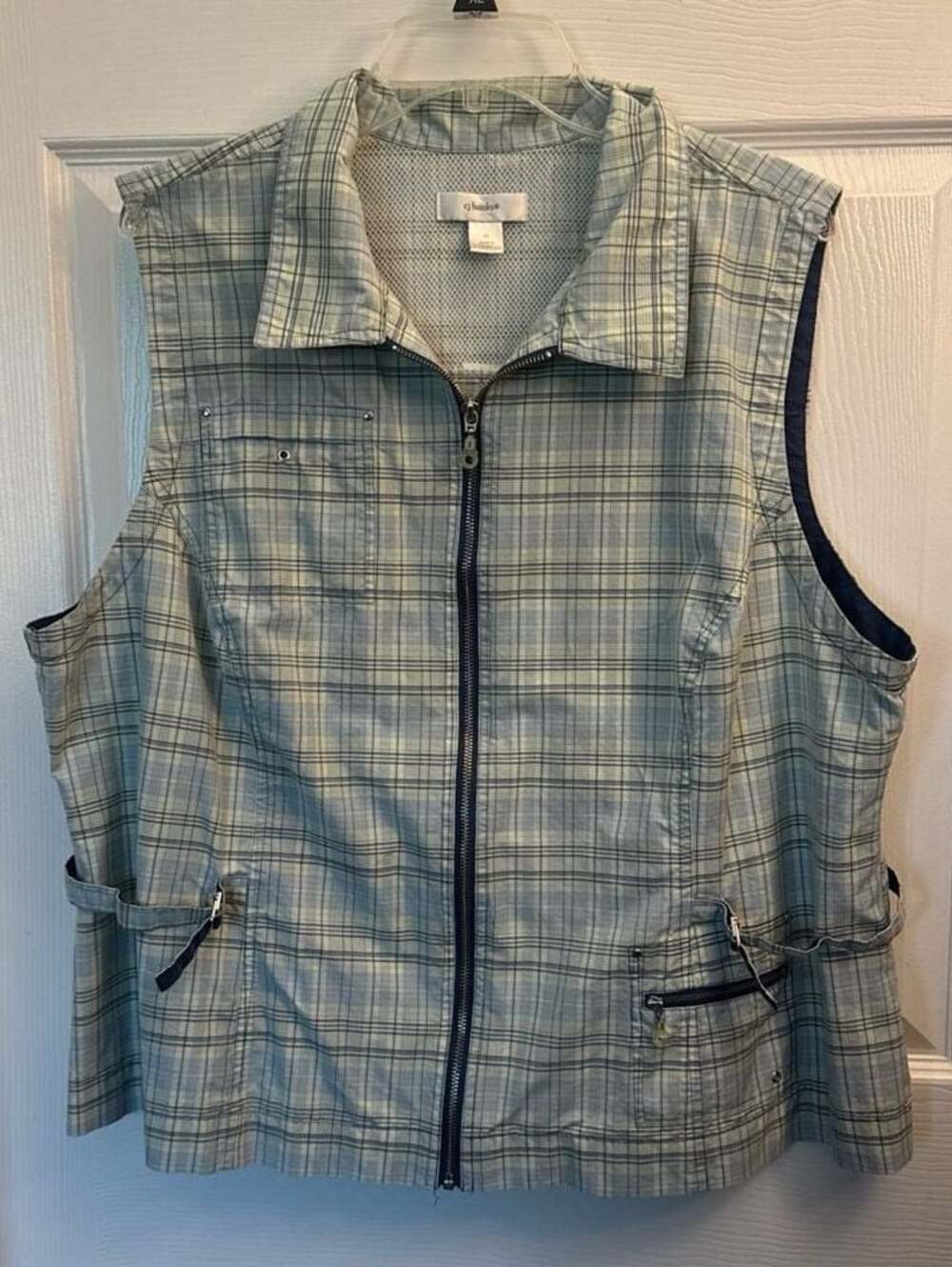 CJ Banks Women's Plaid Zip-Up Utility Vest Size 2X